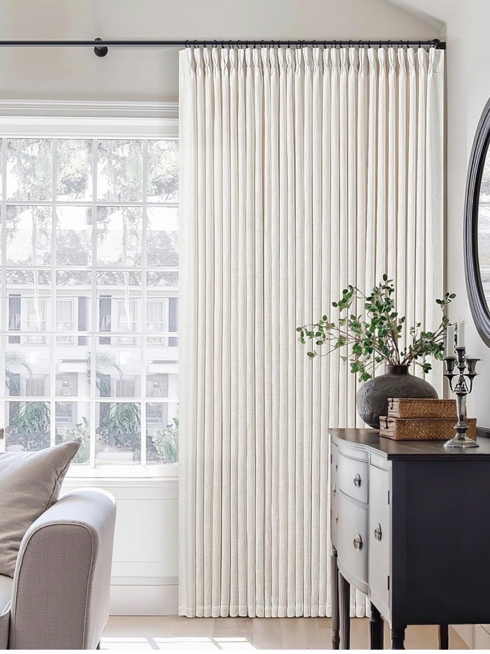 New Natural Extra Wide Pinch Pleat Linen Curtains 70x108 Inches Long Natural